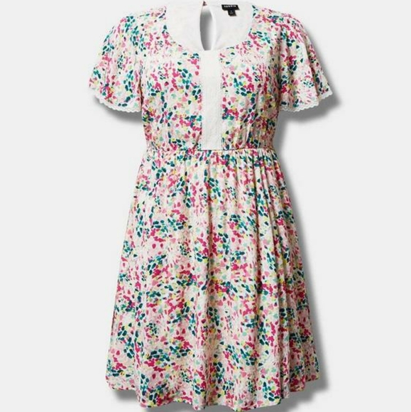 Torrid tunic center pleat dress mini Swiss dot - Picture 1 of 5